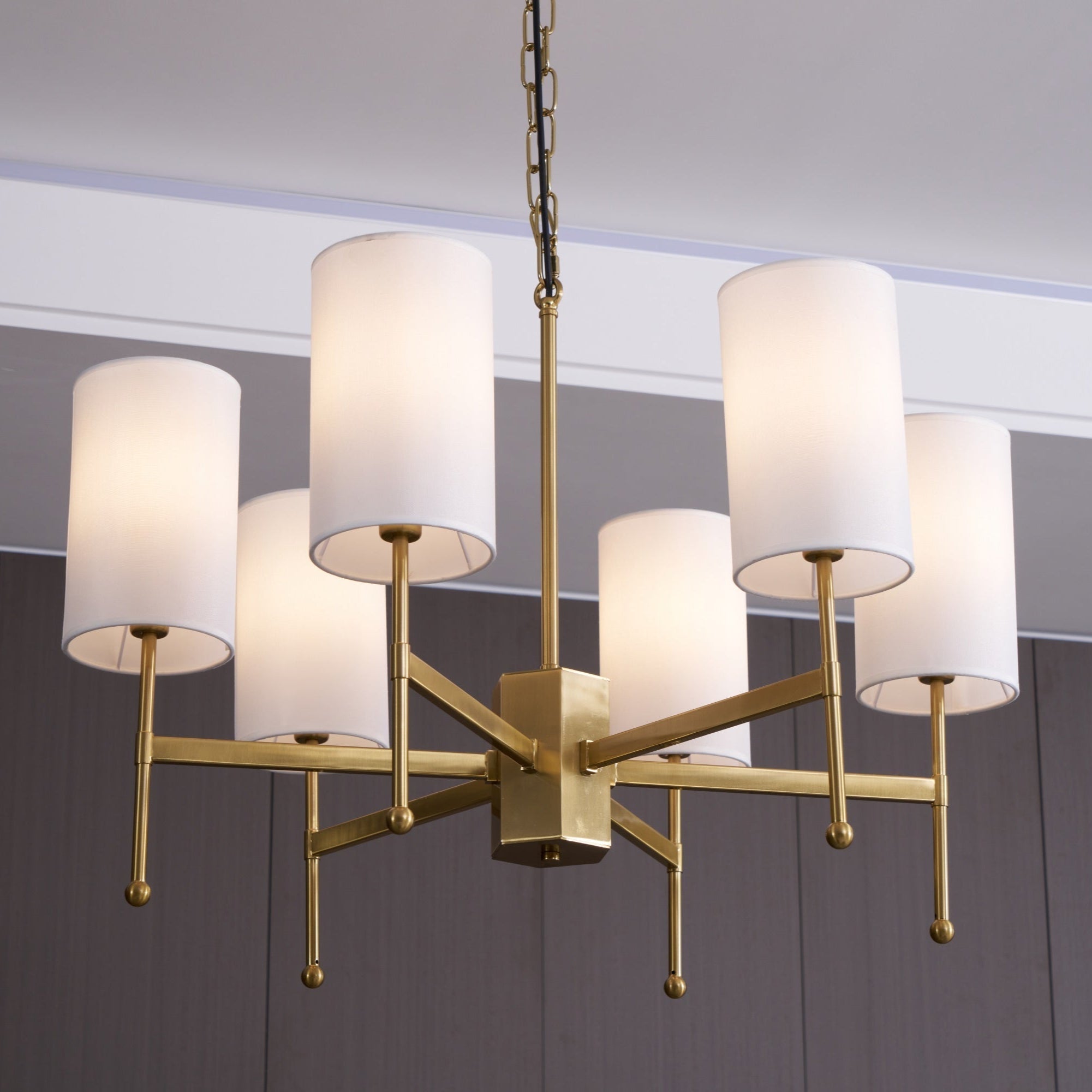 Ulcarisra Traditional Vintage Brass Fabric Chandelier-Neutral Decor
