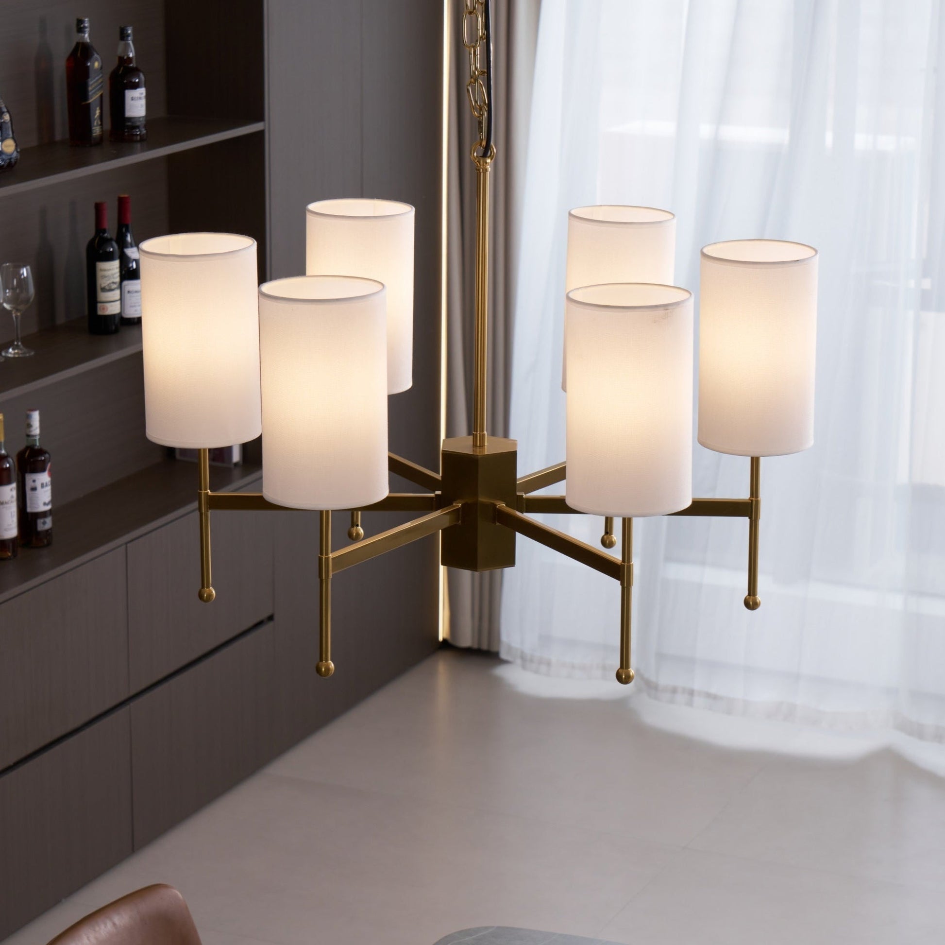 Ulcarisra Traditional Vintage Brass Fabric Chandelier-Neutral Decor