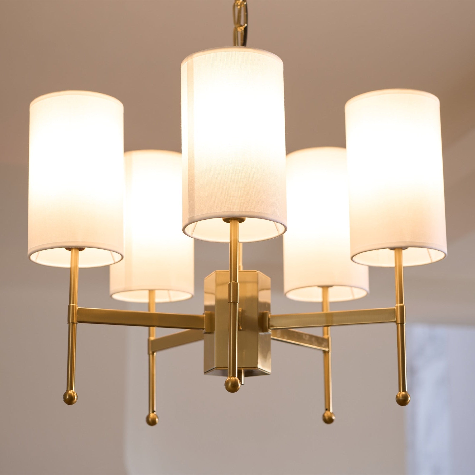 Ulcarisra Traditional Vintage Brass Fabric Chandelier-Neutral Decor