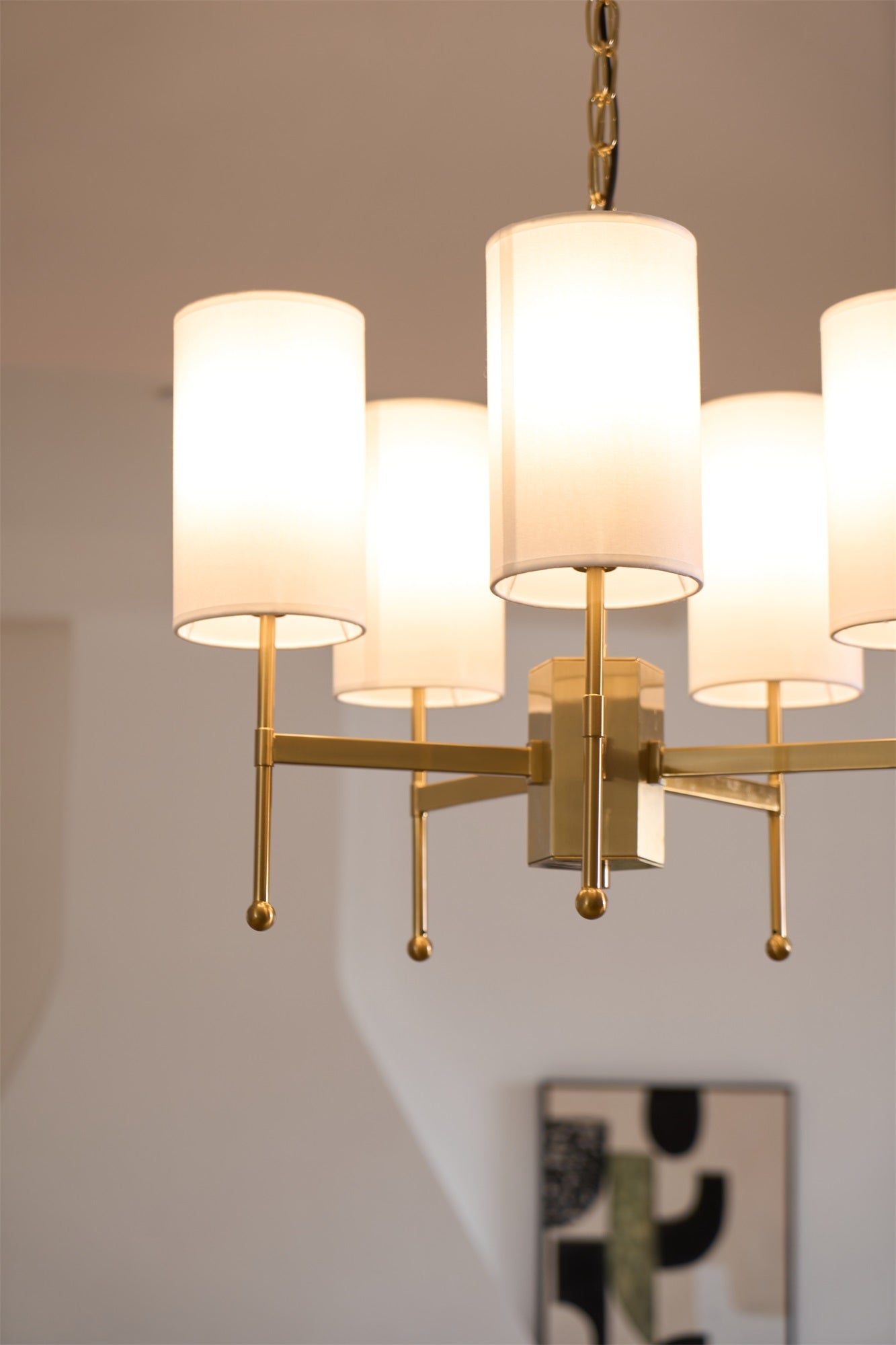 Ulcarisra Traditional Vintage Brass Fabric Chandelier-Neutral Decor