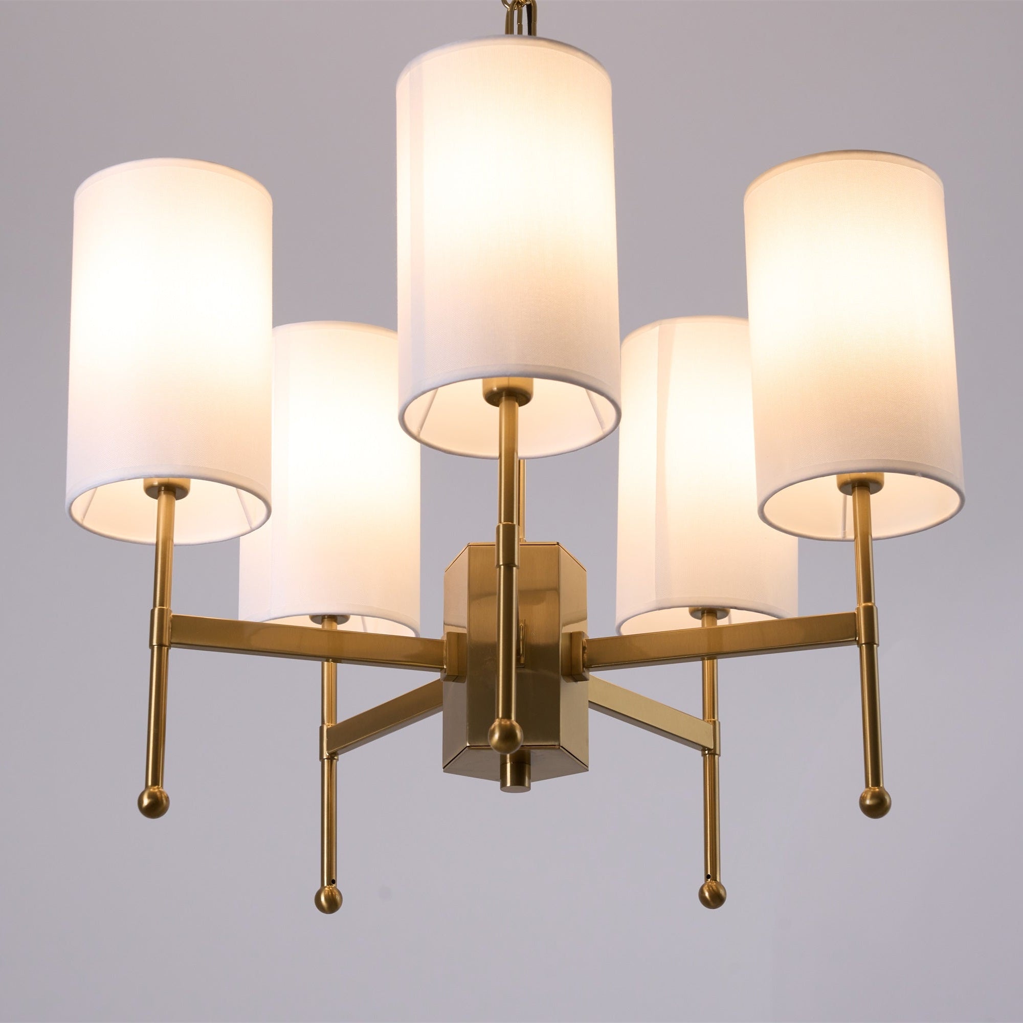 Ulcarisra Traditional Vintage Brass Fabric Chandelier-Neutral Decor