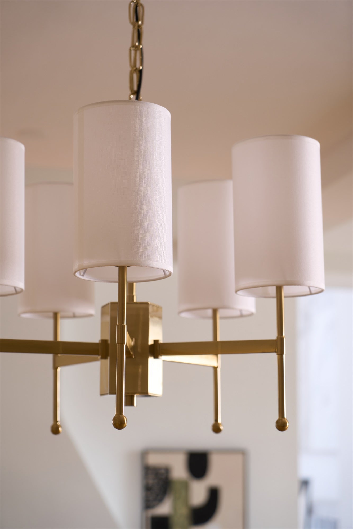 Ulcarisra Traditional Vintage Brass Fabric Chandelier-Neutral Decor