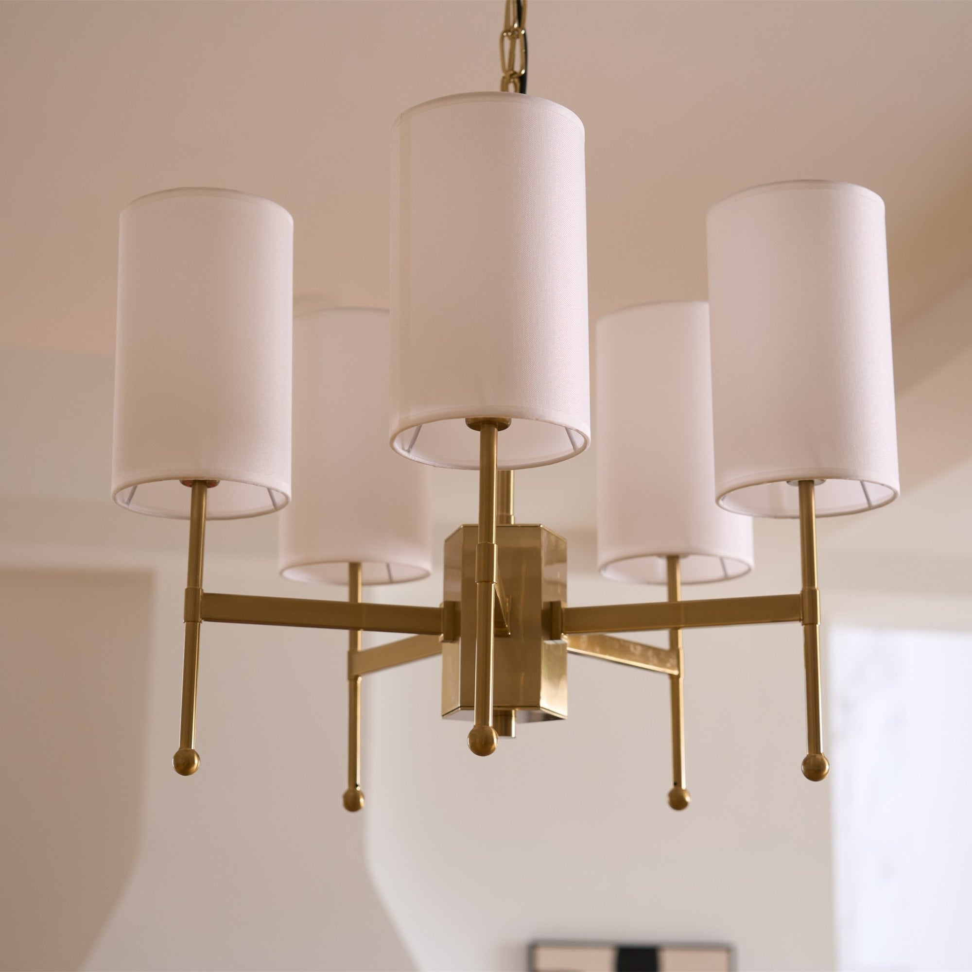 Ulcarisra Traditional Vintage Brass Fabric Chandelier-Neutral Decor