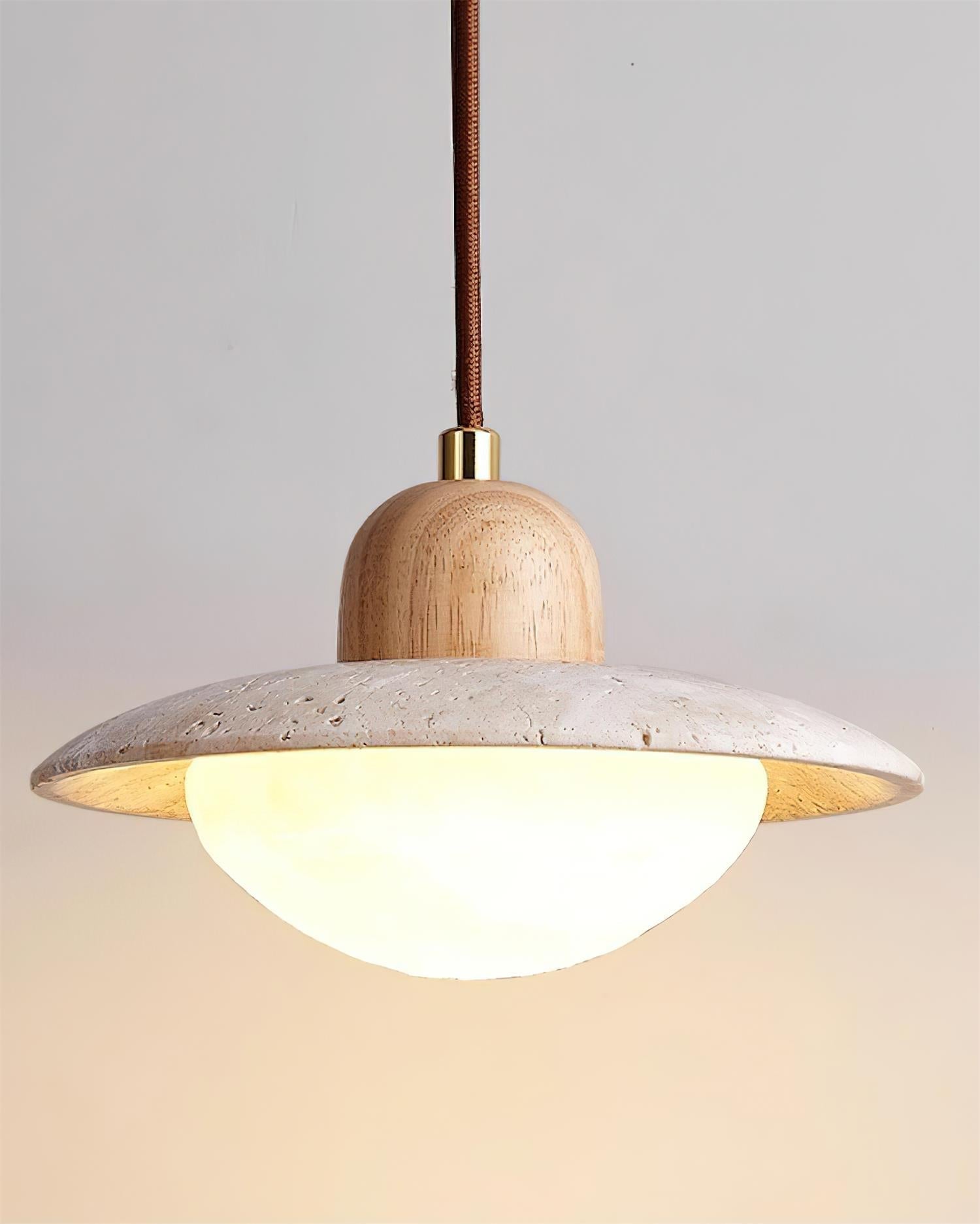 Marvion Pendant Light Travertine Wood Japandi Minimalist-Neutral Decor