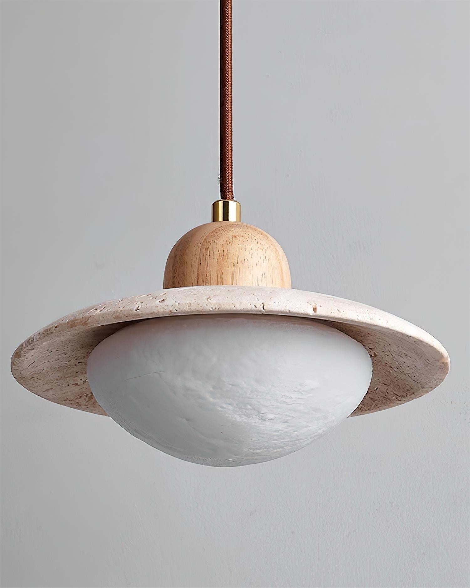 Marvion Pendant Light Travertine Wood Japandi Minimalist-Neutral Decor