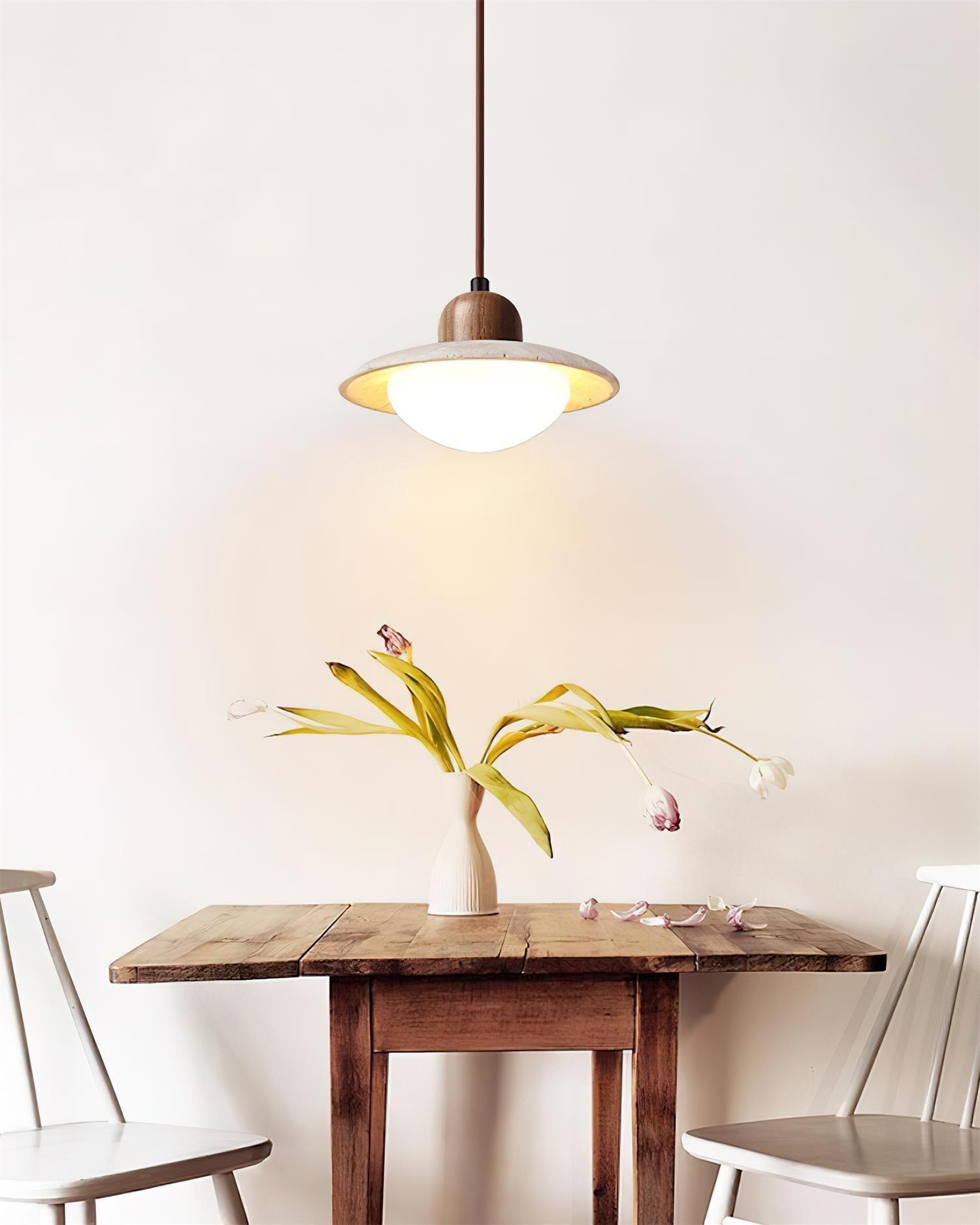 Marvion Pendant Light Travertine Wood Japandi Minimalist-Neutral Decor