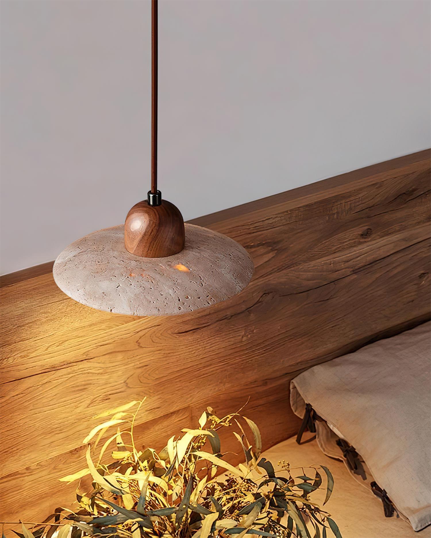 Marvion Pendant Light Travertine Wood Japandi Minimalist-Neutral Decor