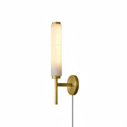 Brindisi Plug-in Wall Lamp with brass finish and alabaster shade.
