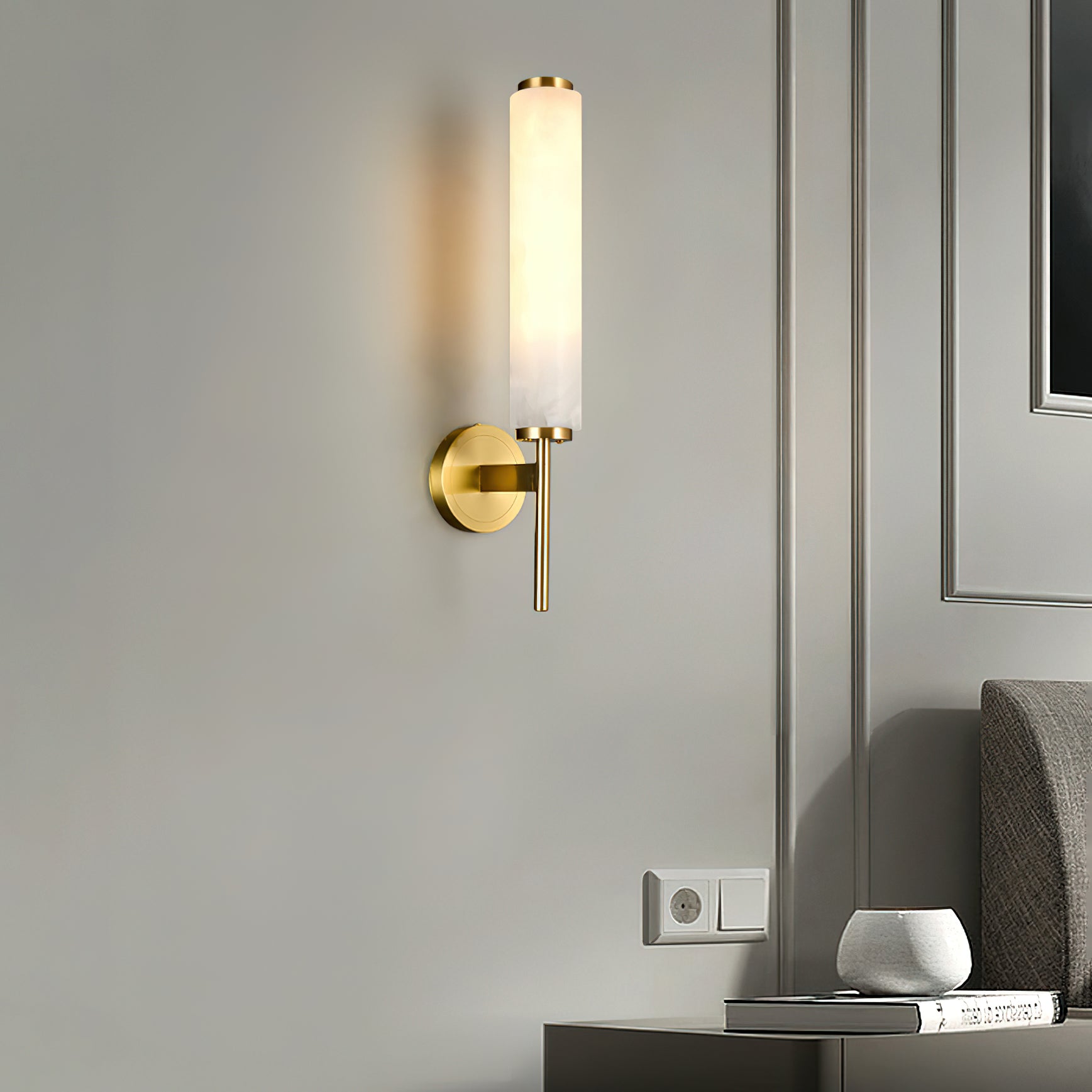 Olrinyra Cylinder Alabaster Wall Light-Neutral Decor