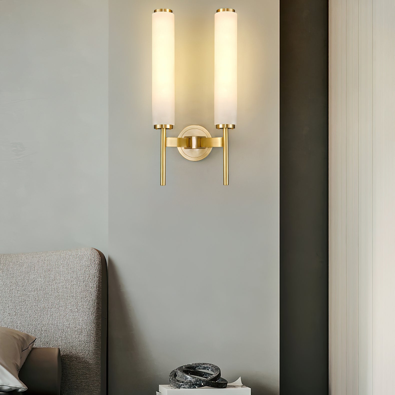 Olrinyra Cylinder Alabaster Wall Light-Neutral Decor