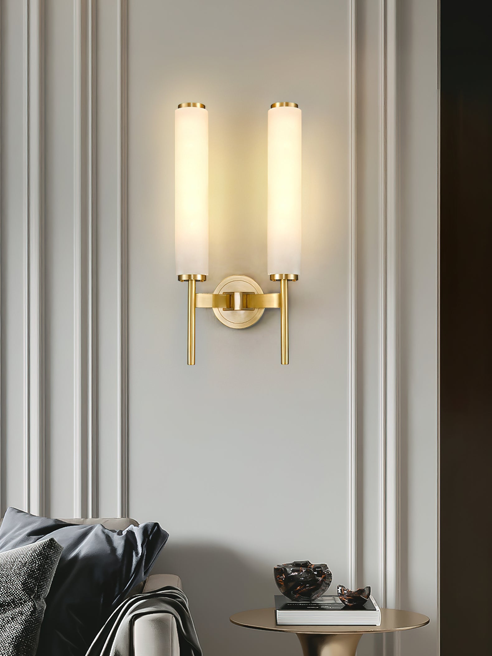 Olrinyra Cylinder Alabaster Wall Light-Neutral Decor