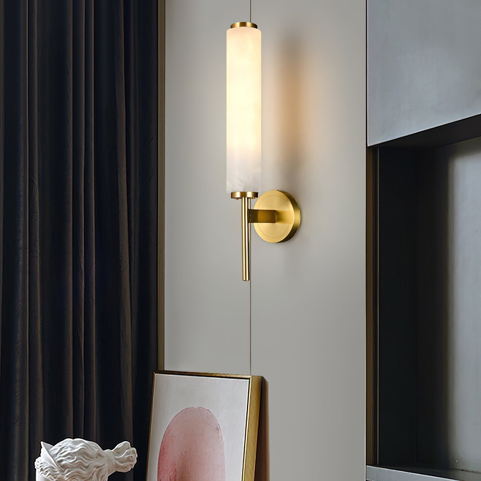 Jern Art Deco Alabaster Wall Lamp