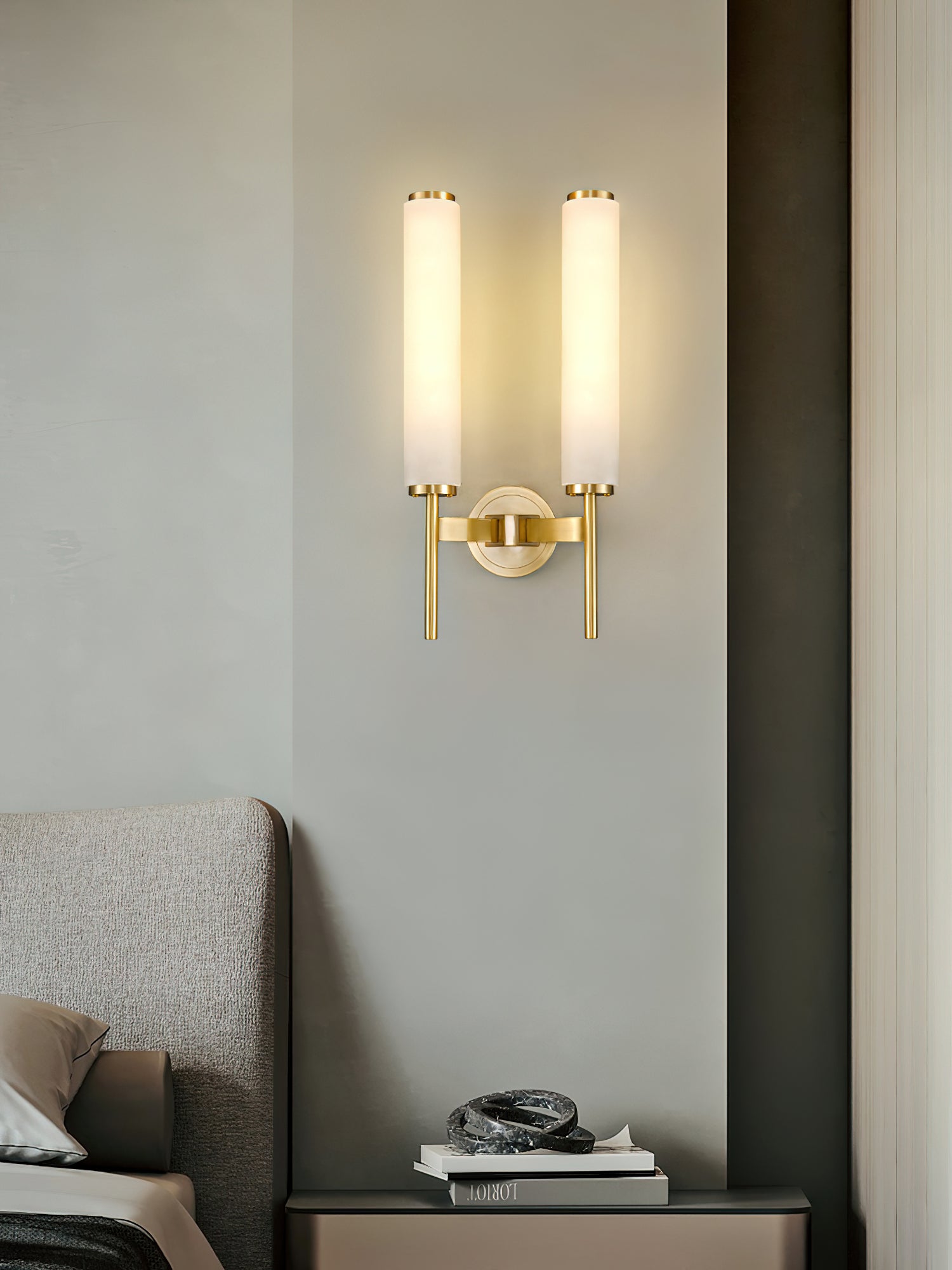 Olrinyra Cylinder Alabaster Wall Light-Neutral Decor