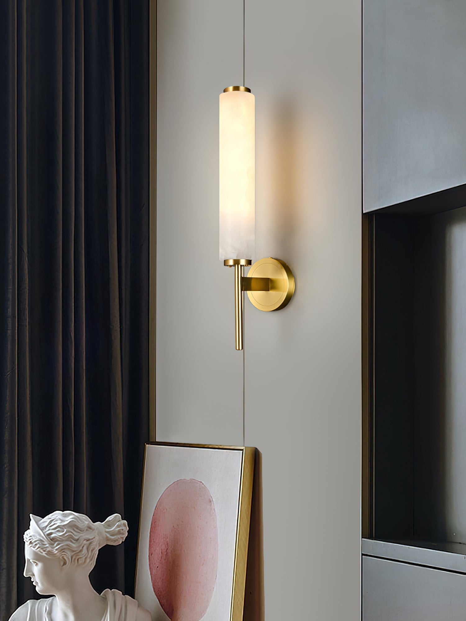 Olrinyra Cylinder Alabaster Wall Light-Neutral Decor