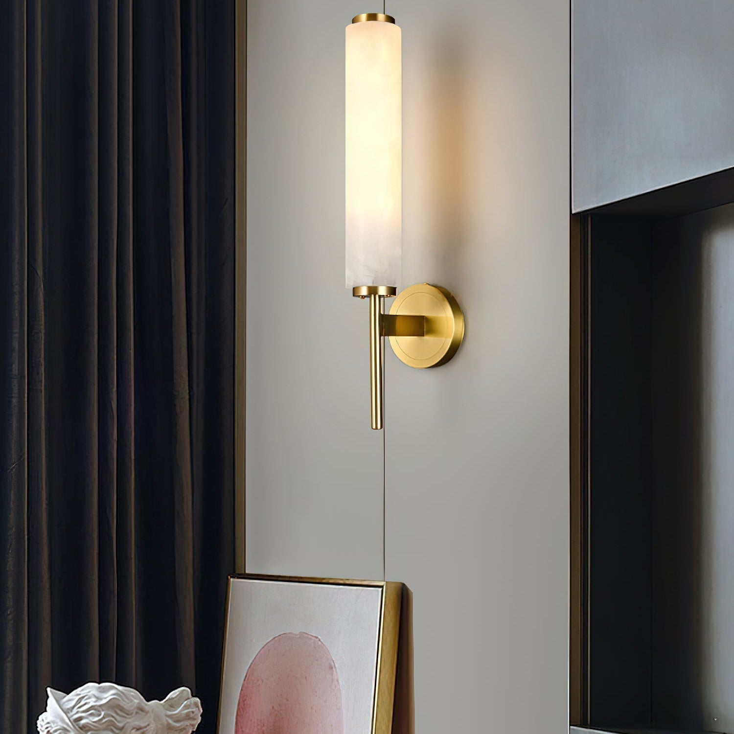 Jern Art Deco Alabaster Wall Lamp