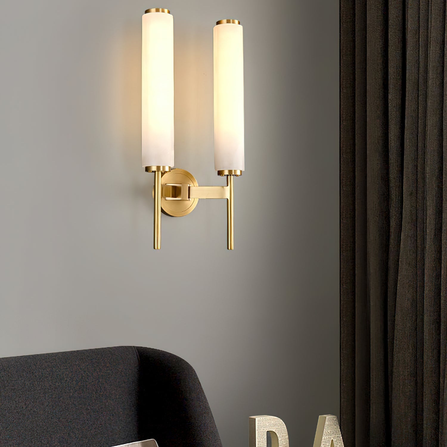 Jern Art Deco Alabaster Wall Lamp