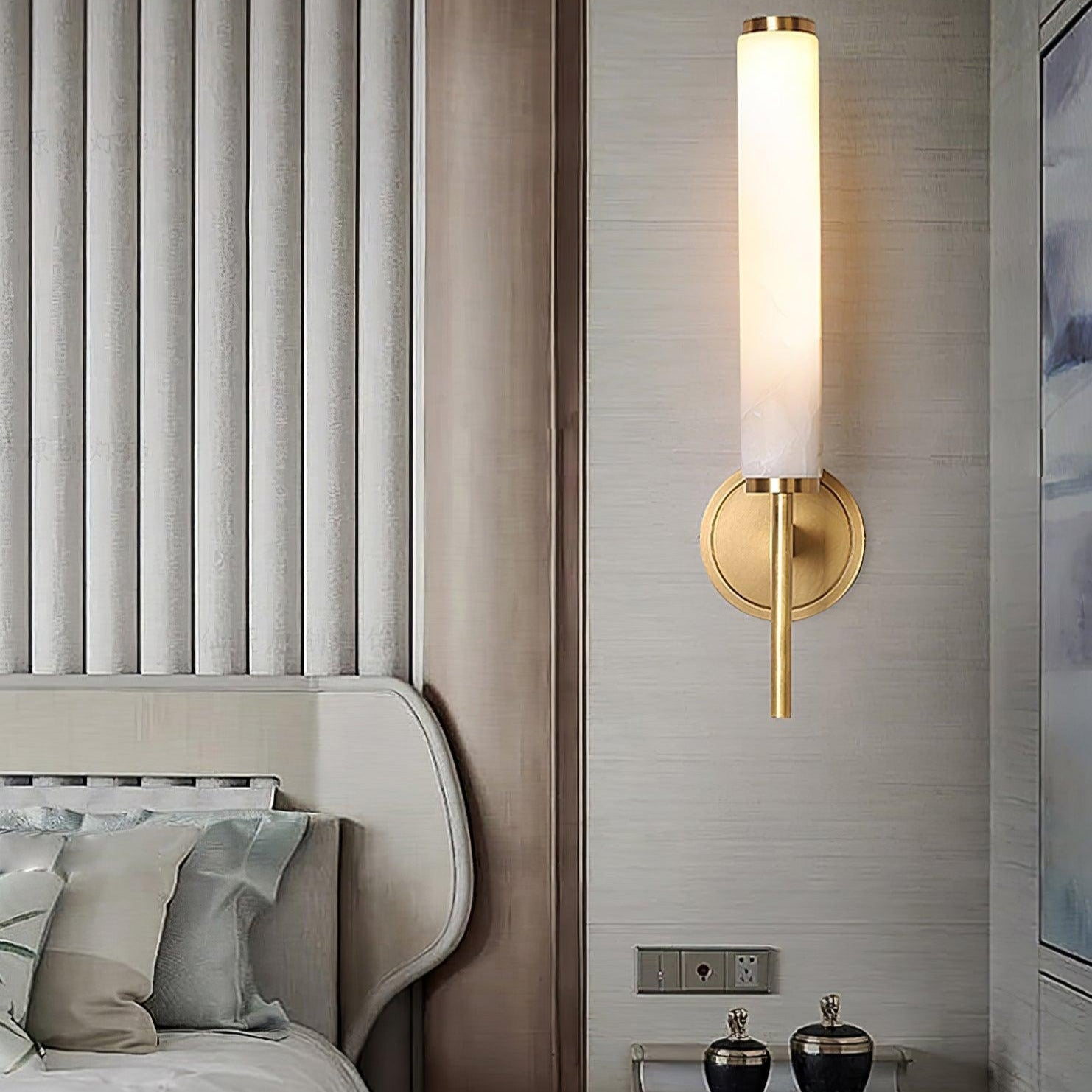 Jern Art Deco Alabaster Wall Lamp