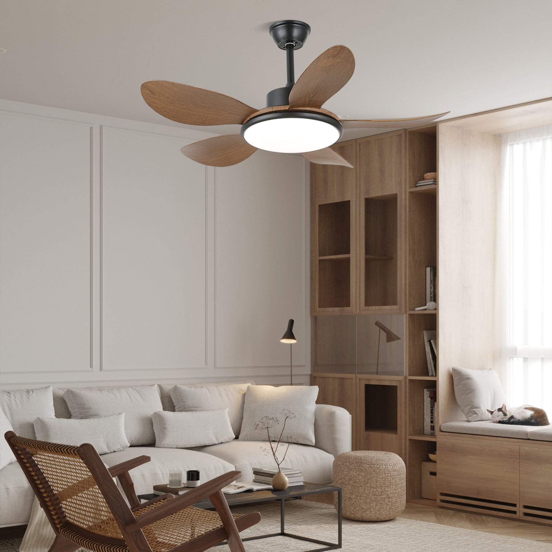 Tirenor Wood Ceiling Fan Light-Neutral Decor