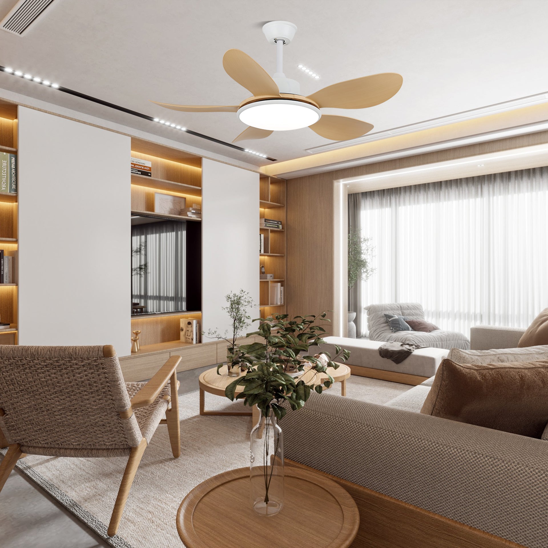 Tirenor Wood Ceiling Fan Light-Neutral Decor