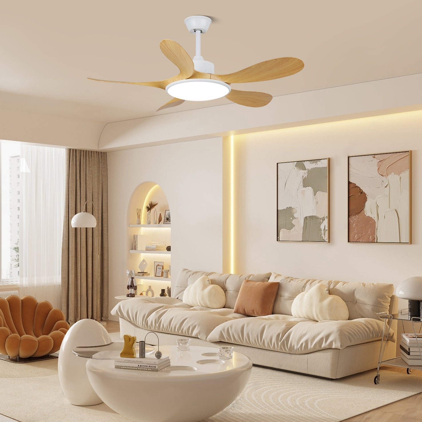 Tirenor Wood Ceiling Fan Light-Neutral Decor