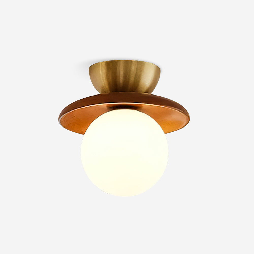 Brody Ceiling Light Globe Opal Glass Brass Walnut-Neutral Decor