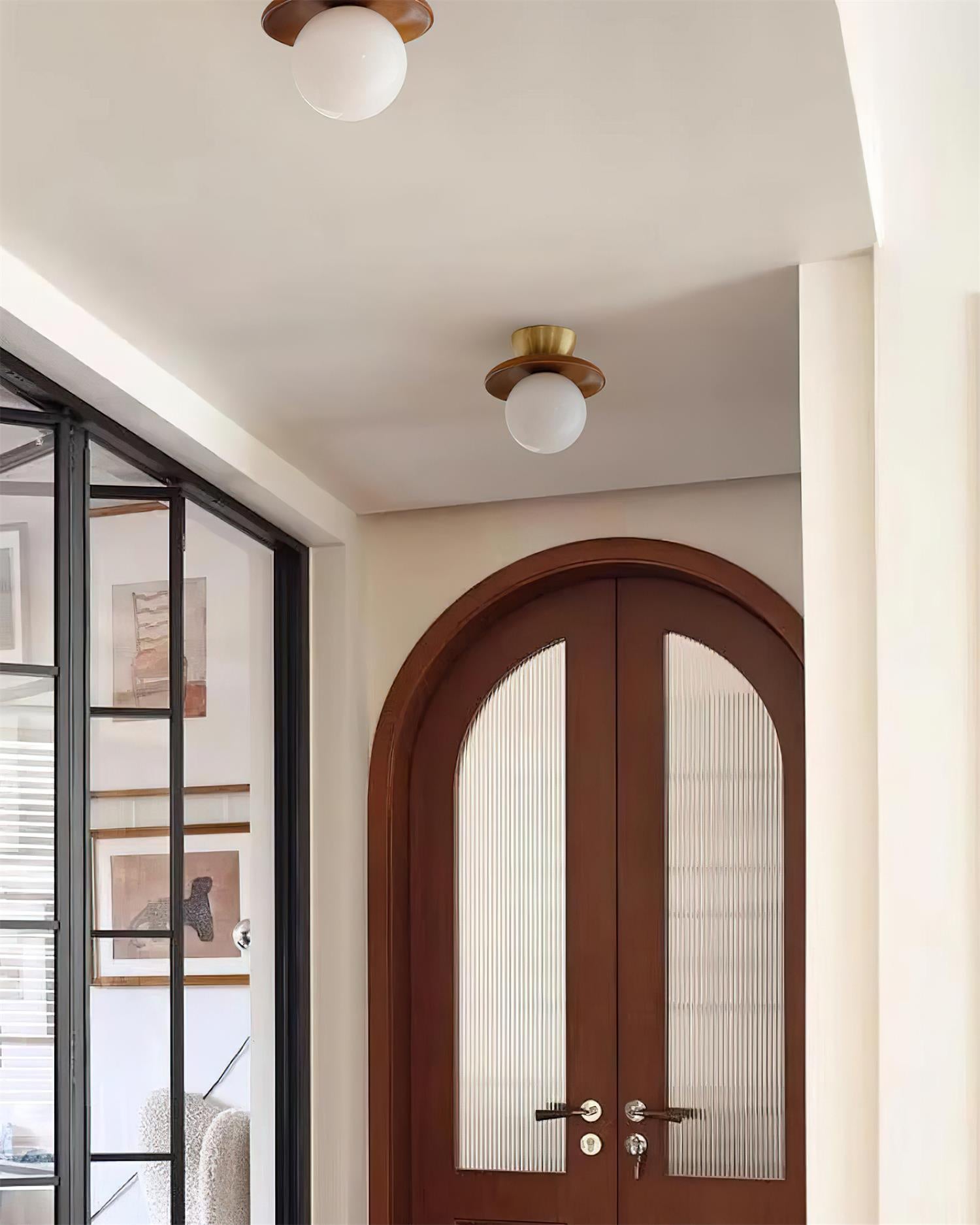 Brody Ceiling Light Globe Opal Glass Brass Walnut-Neutral Decor