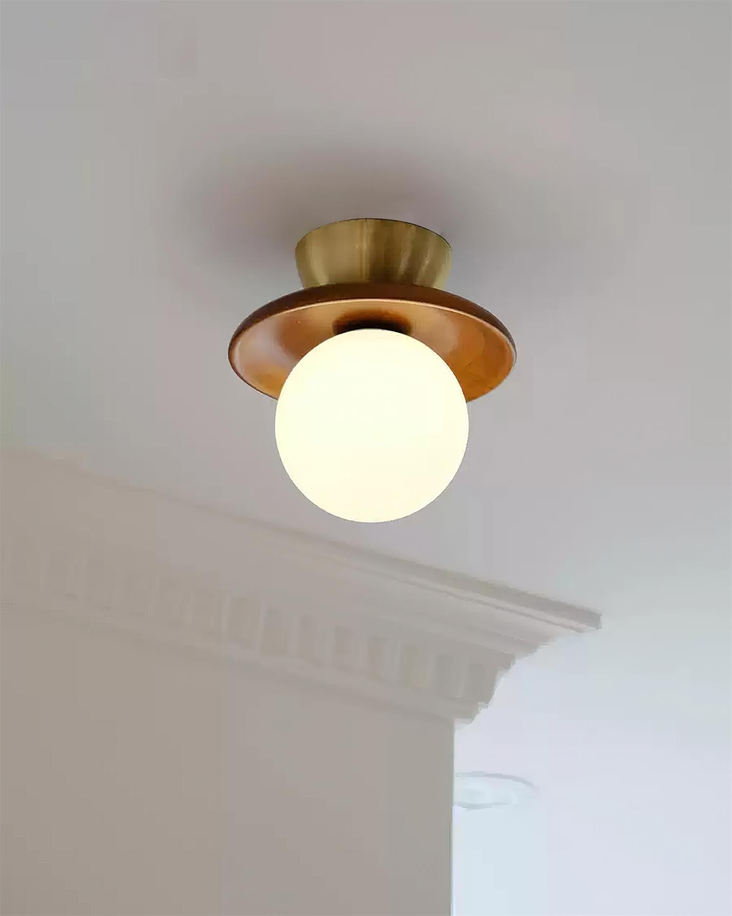 Brody Ceiling Light Globe Opal Glass Brass Walnut-Neutral Decor