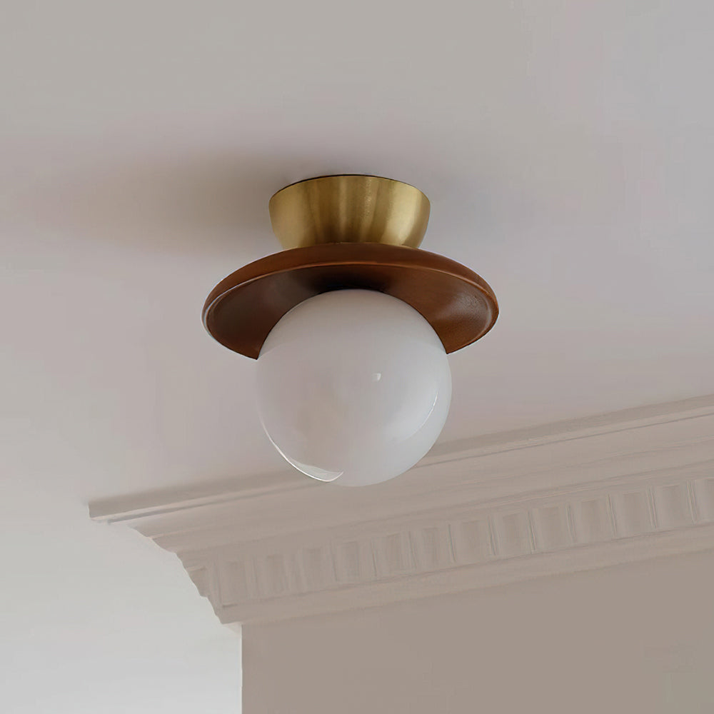 Brody Ceiling Light Globe Opal Glass Brass Walnut-Neutral Decor