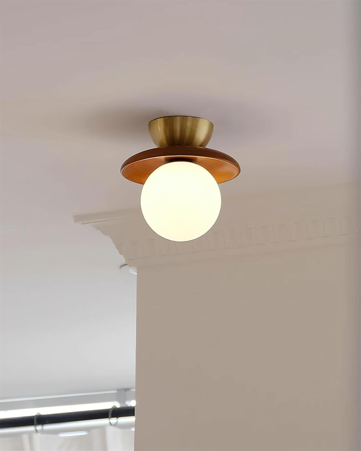 Brody Ceiling Light Globe Opal Glass Brass Walnut-Neutral Decor
