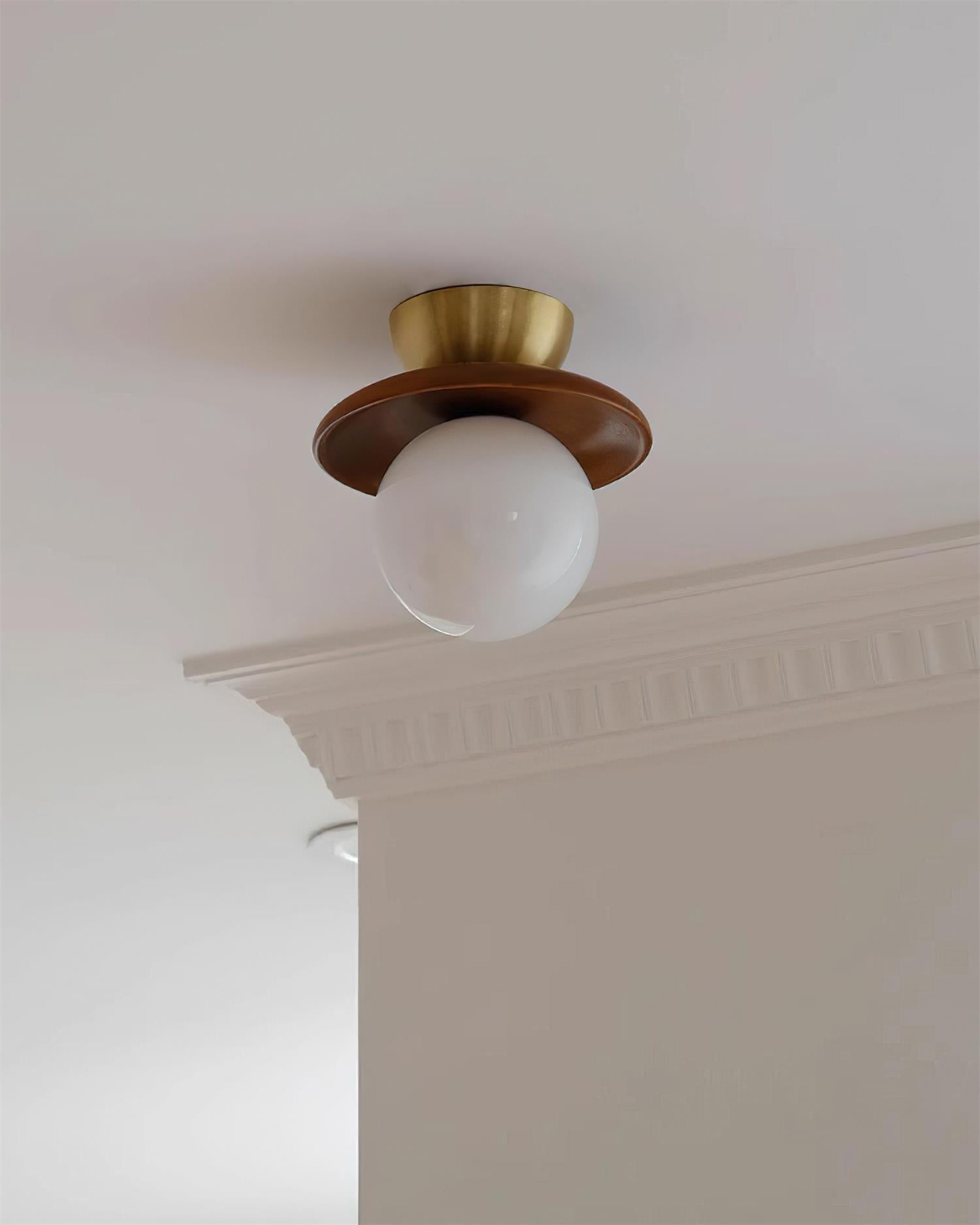 Brody Ceiling Light Globe Opal Glass Brass Walnut-Neutral Decor
