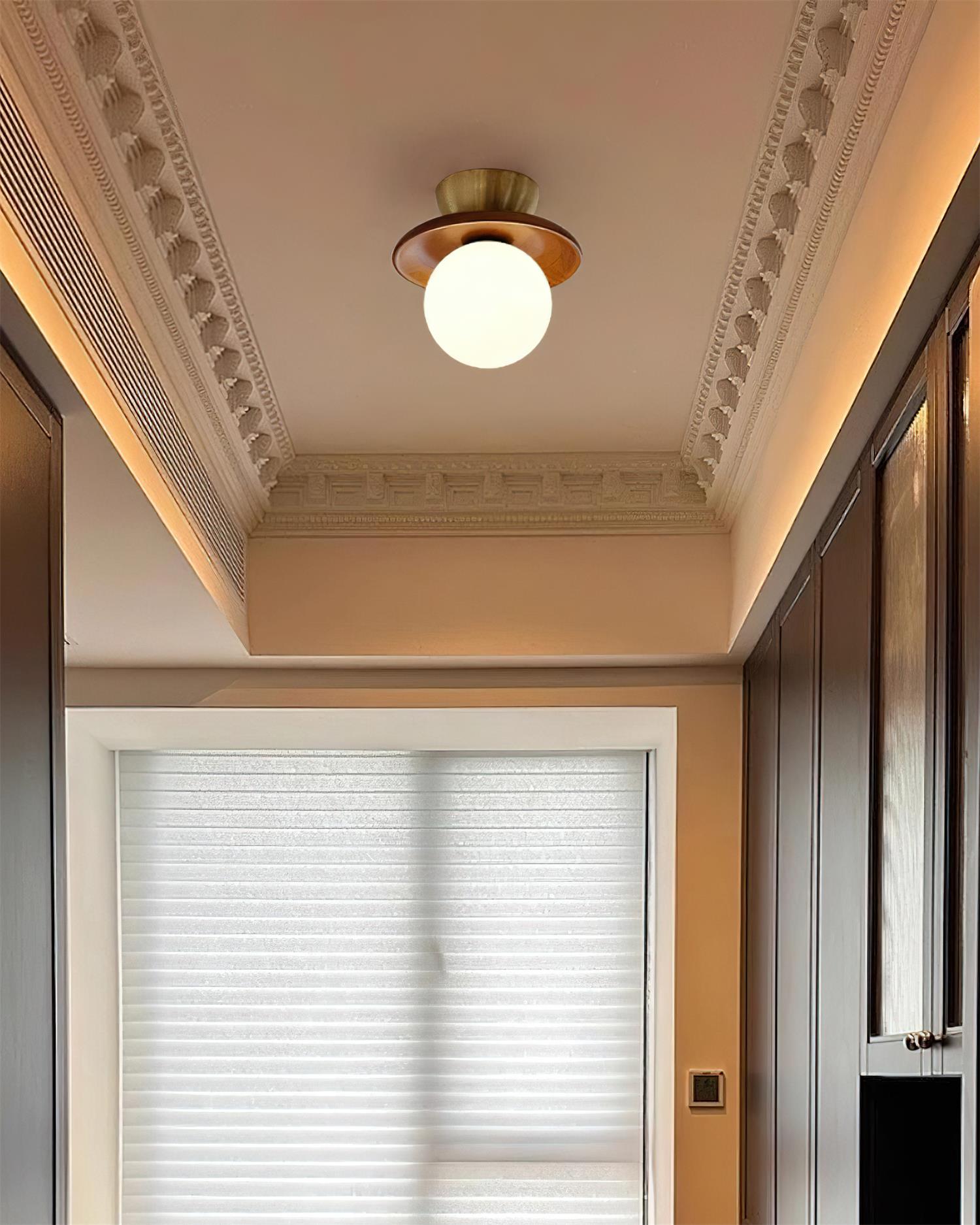 Brody Ceiling Light Globe Opal Glass Brass Walnut-Neutral Decor