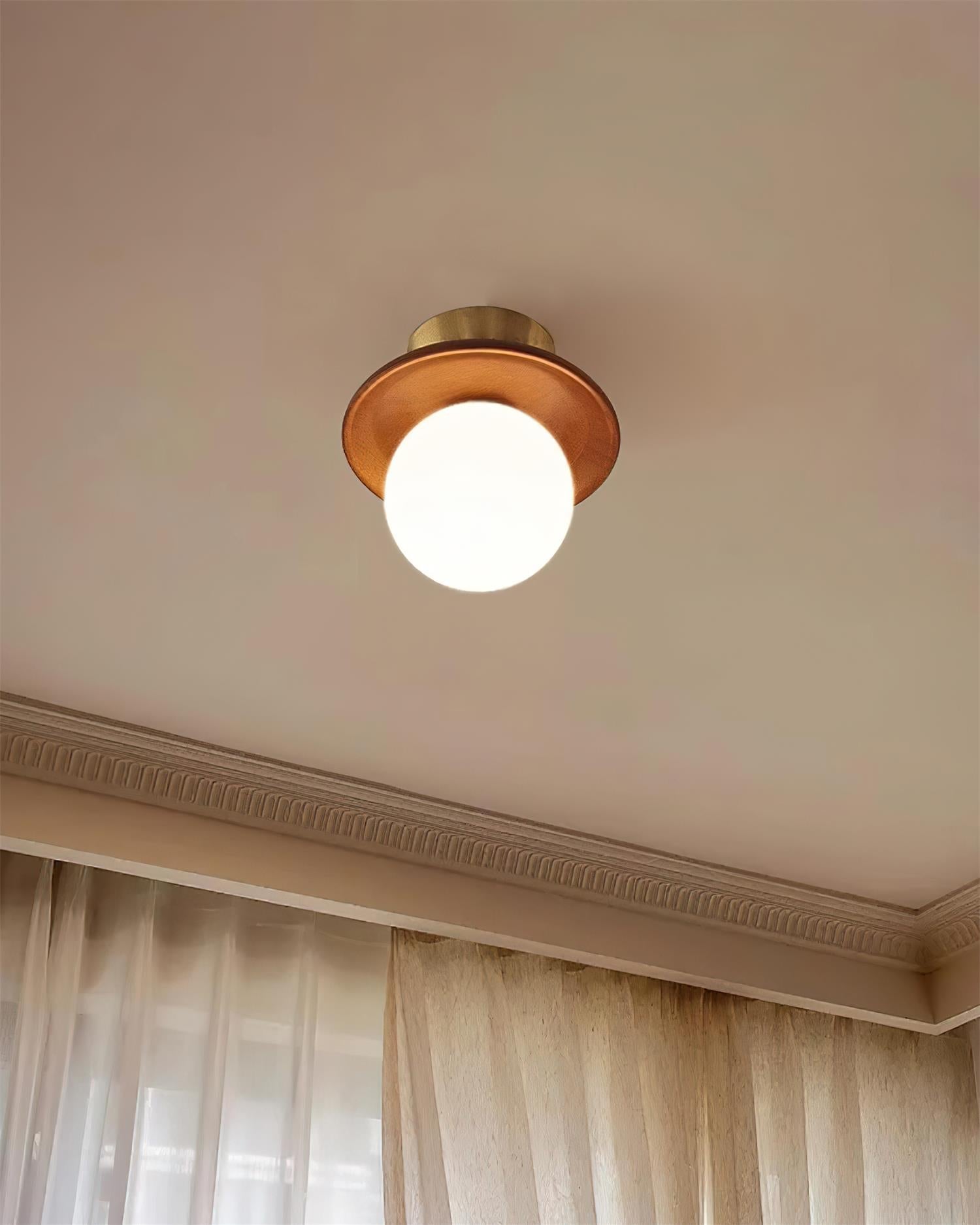 Brody Ceiling Light Globe Opal Glass Brass Walnut-Neutral Decor
