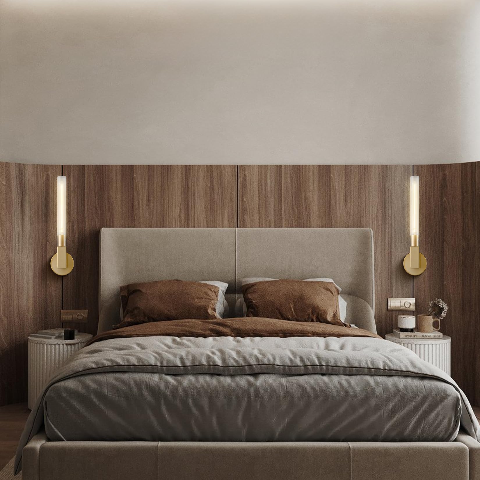 Kristy Indoor Wall Lamp Glass Brass Mid-century Restaurant Bedroom - Neutral Decor