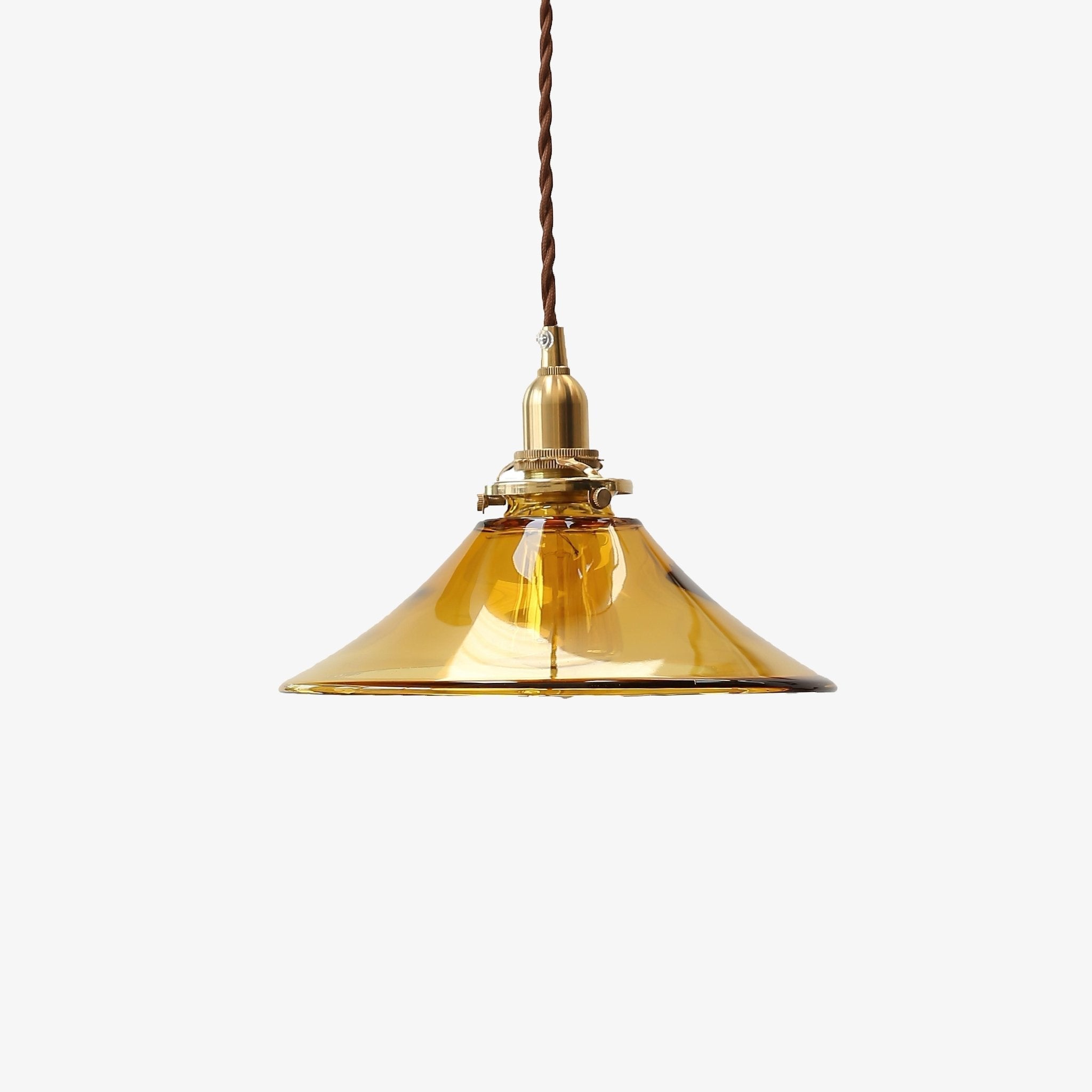 Pila Pendant Lamp Amber Glass Brass Vintage Dining-Neutral Decor