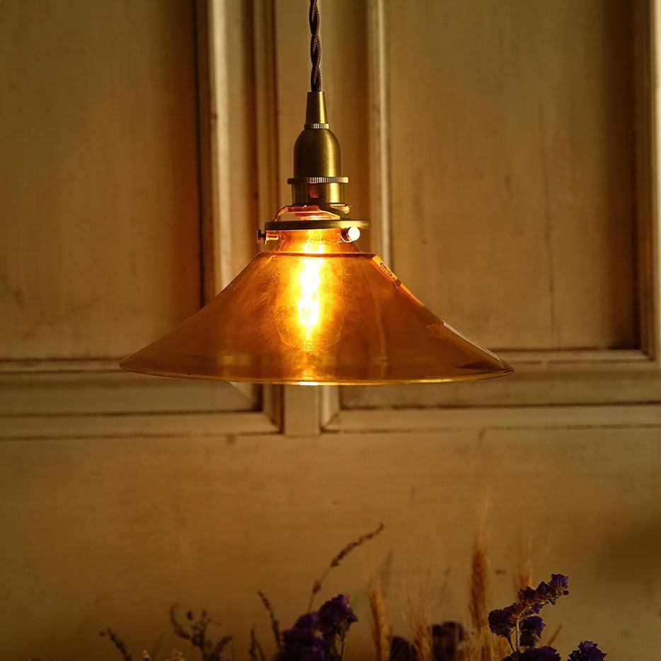 Pila Pendant Lamp Amber Glass Brass Vintage Dining-Neutral Decor