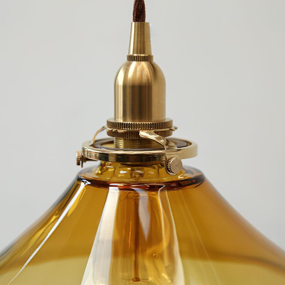 Pila Pendant Lamp Amber Glass Brass Vintage Dining-Neutral Decor