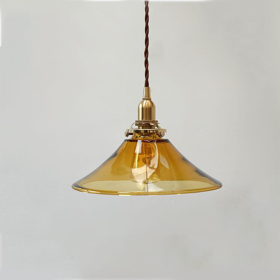 Pila Pendant Lamp Amber Glass Brass Vintage Dining-Neutral Decor