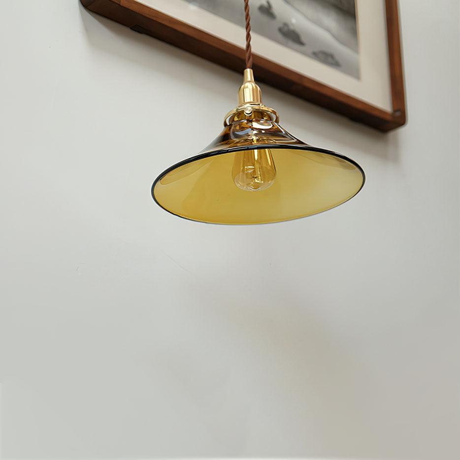 Pila Pendant Lamp Amber Glass Brass Vintage Dining-Neutral Decor