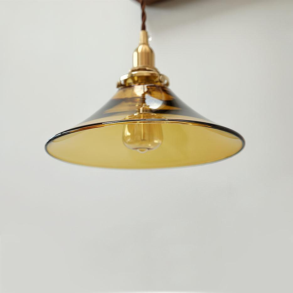 Pila Pendant Lamp Amber Glass Brass Vintage Dining-Neutral Decor