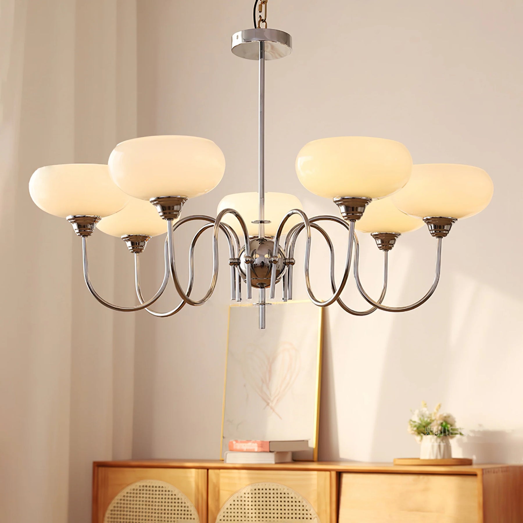 Arisha Vintage LED Metal Glass Chandelier Living Room - Neutral Decor
