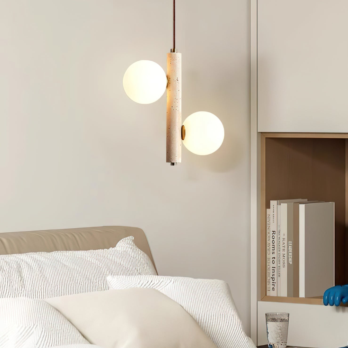 Aursorel Multi-Globe Travertine Pendant Light-Neutral Decor