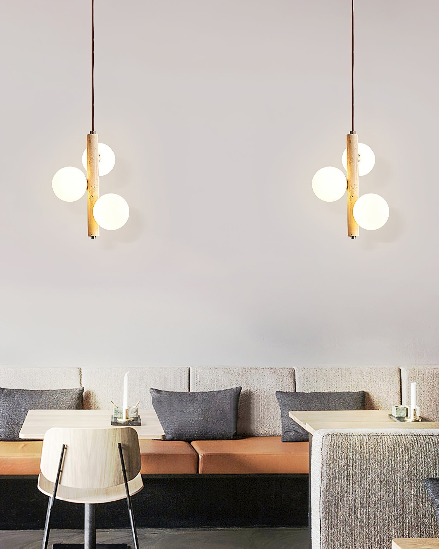 Aursorel Multi-Globe Travertine Pendant Light-Neutral Decor