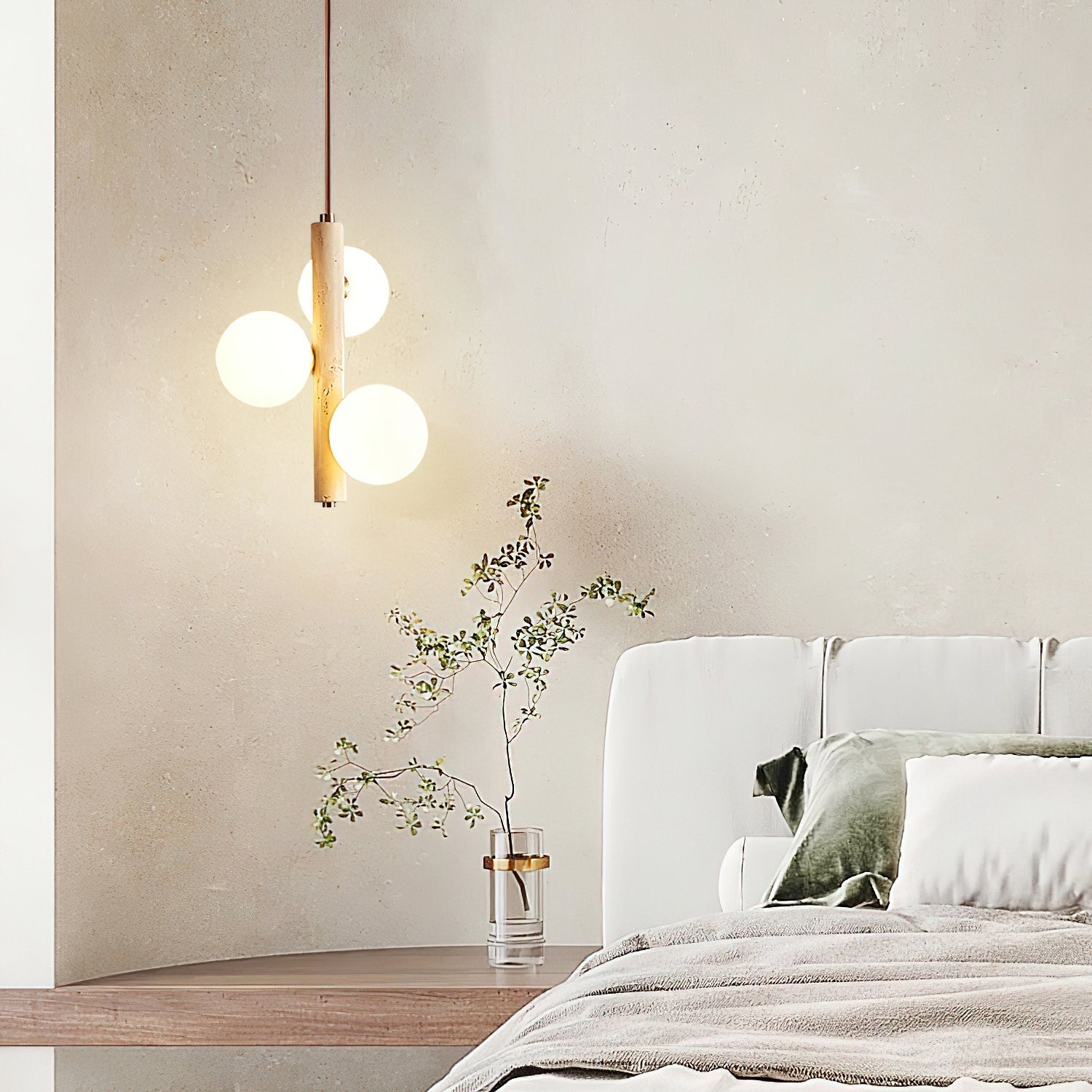 Aursorel Multi-Globe Travertine Pendant Light-Neutral Decor