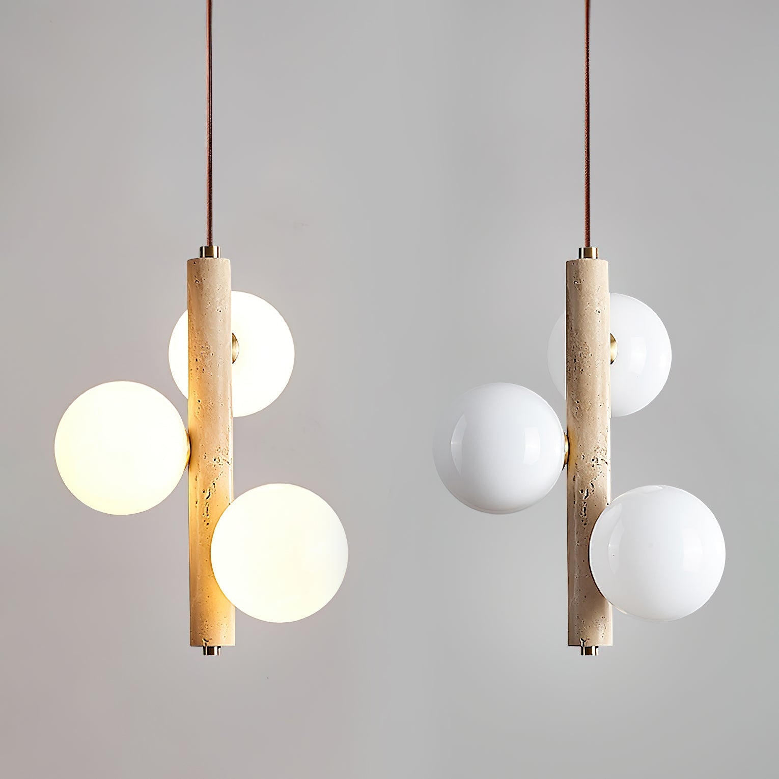 Aursorel Multi-Globe Travertine Pendant Light-Neutral Decor