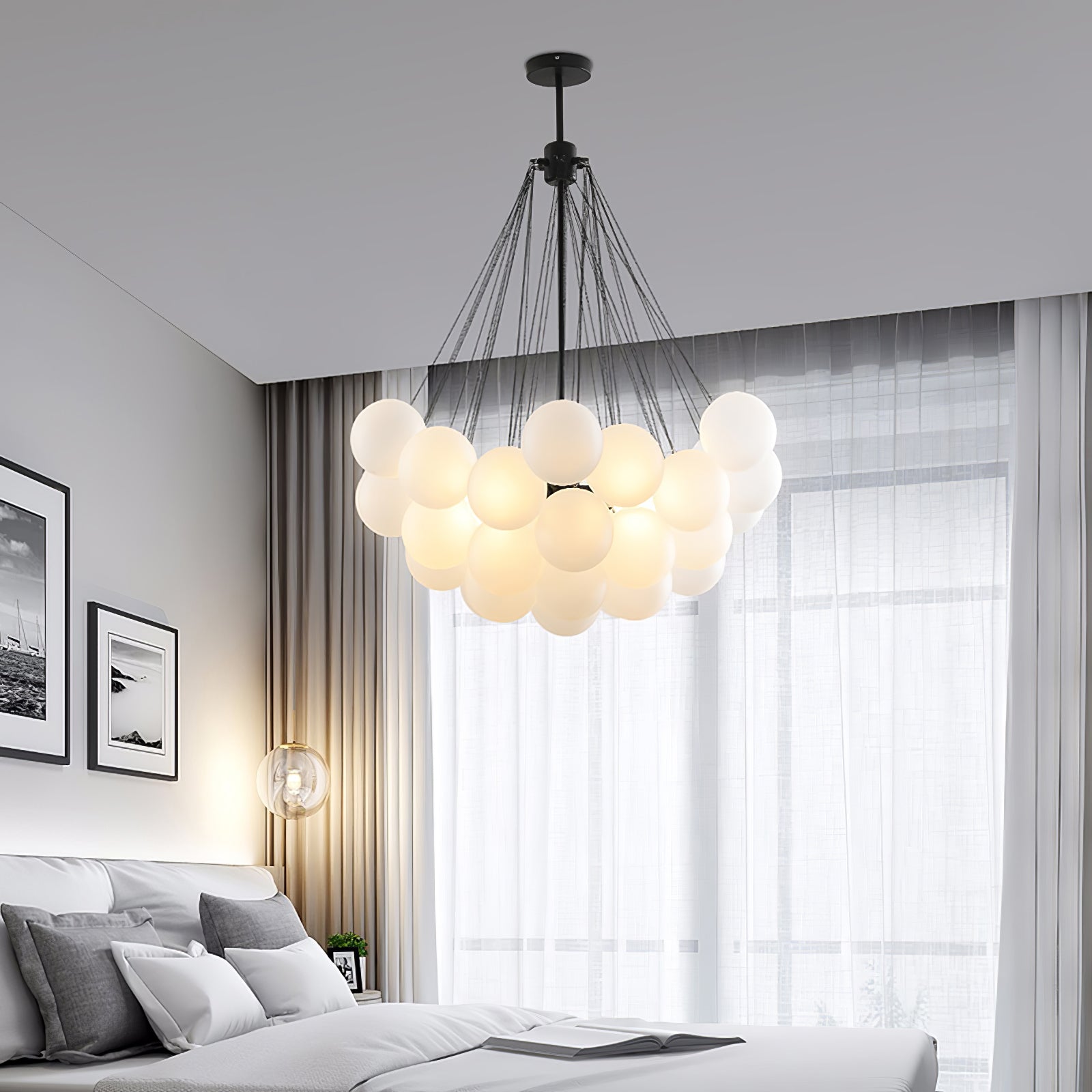 Lustra Chandelier Bubble Frosted Glass-Neutral Decor