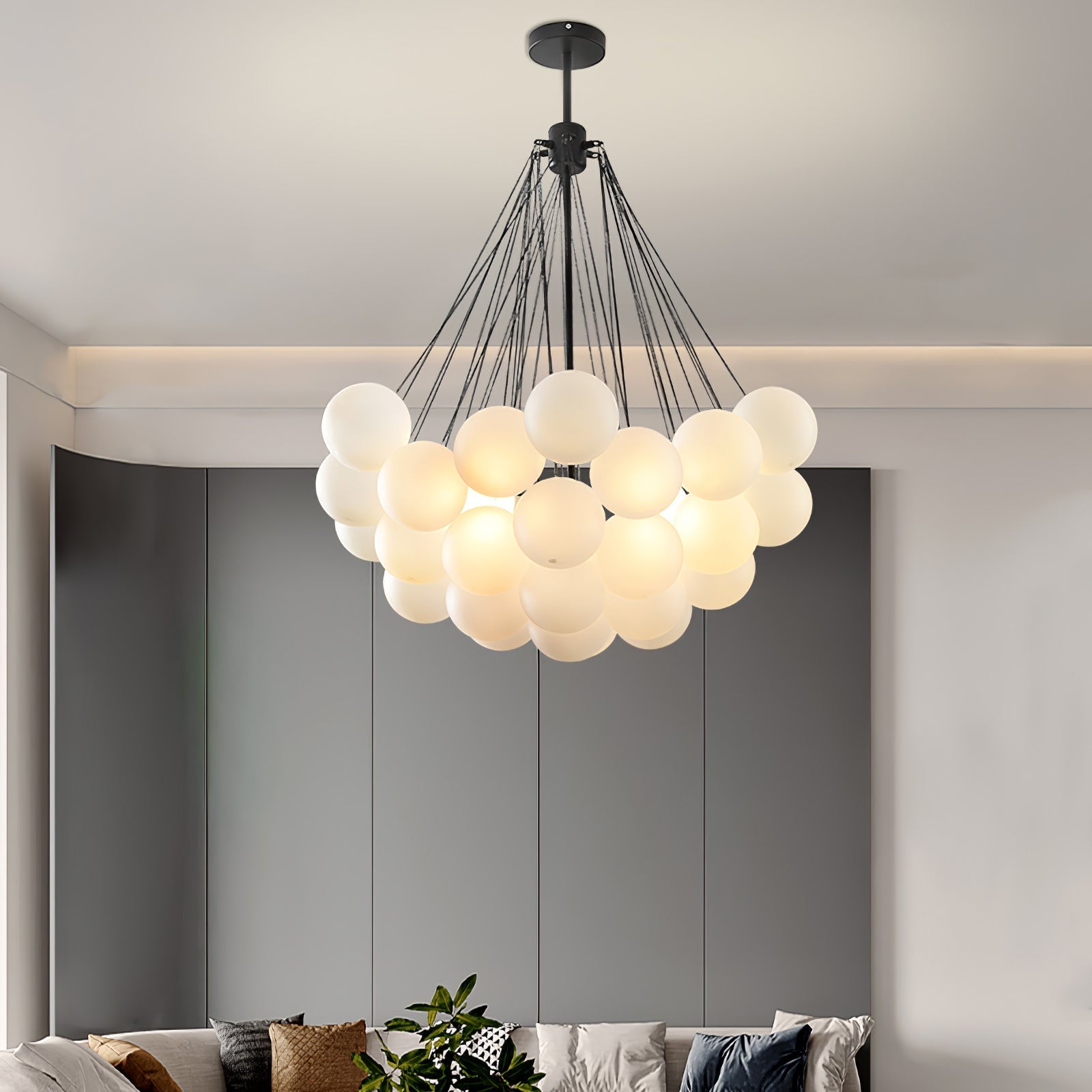 Lustra Chandelier Bubble Frosted Glass-Neutral Decor