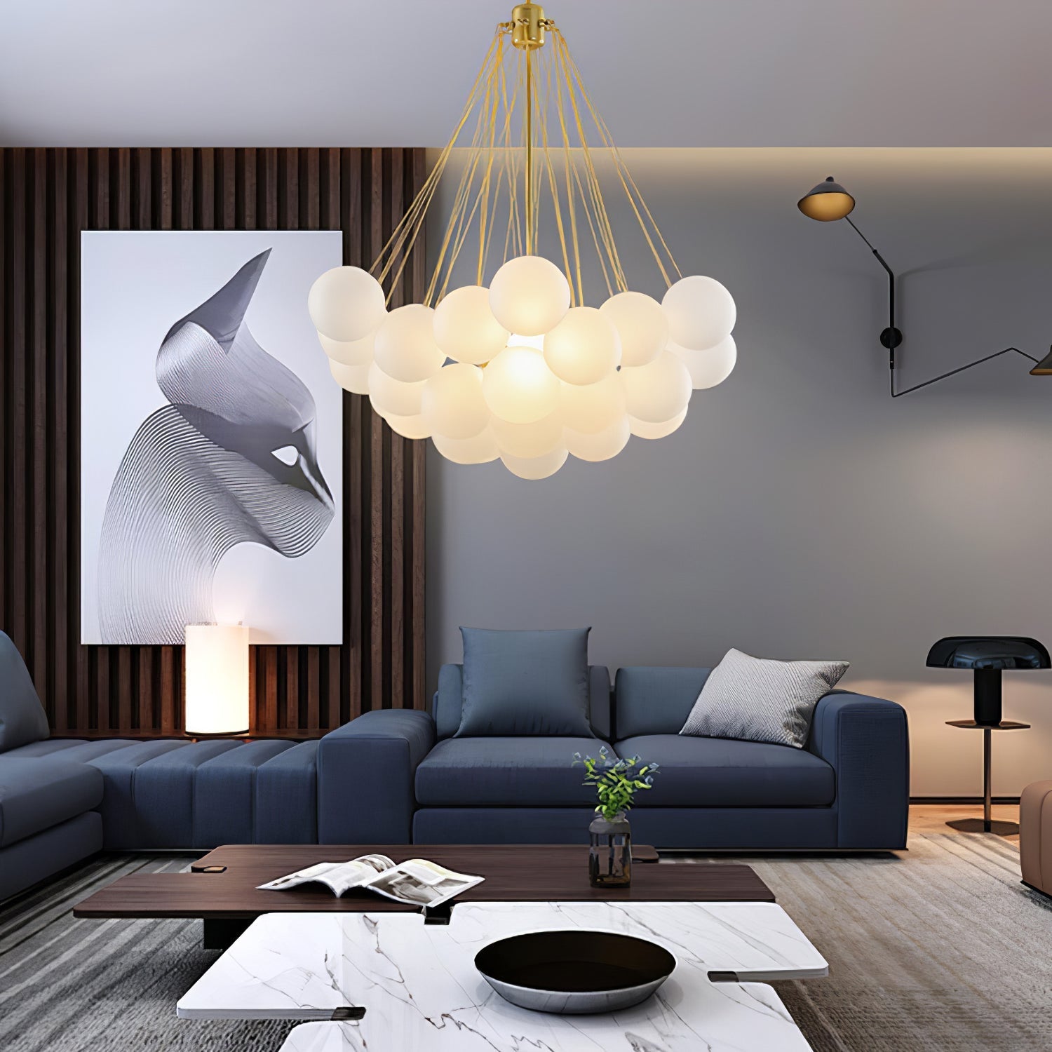Lustra Chandelier Bubble Frosted Glass-Neutral Decor