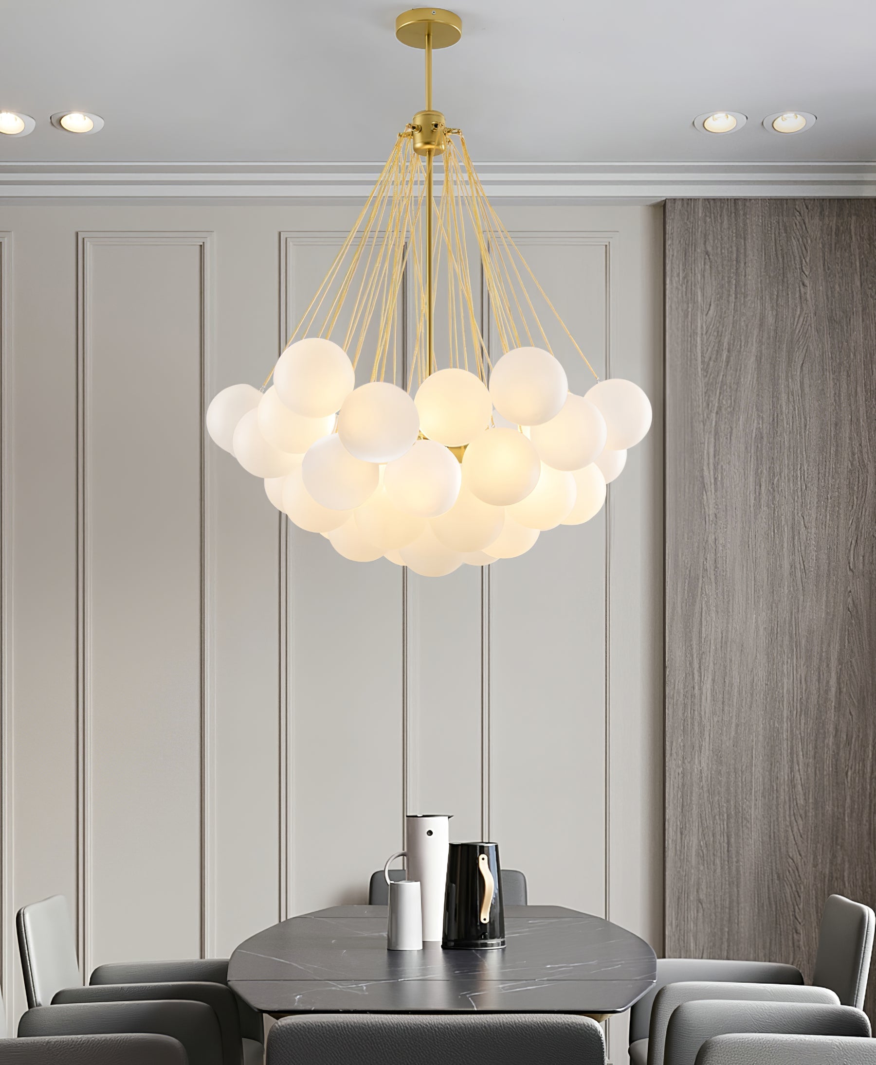 Lustra Chandelier Bubble Frosted Glass-Neutral Decor