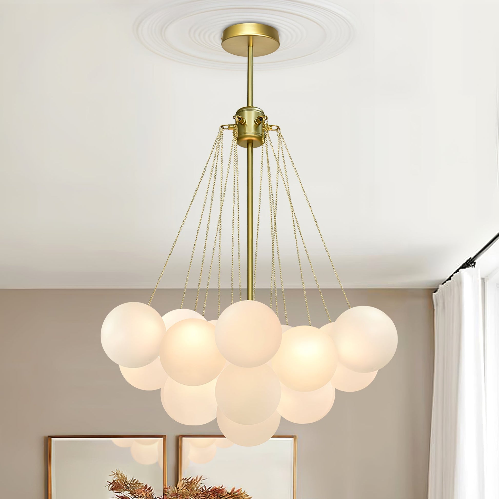 Lustra Chandelier Bubble Frosted Glass-Neutral Decor