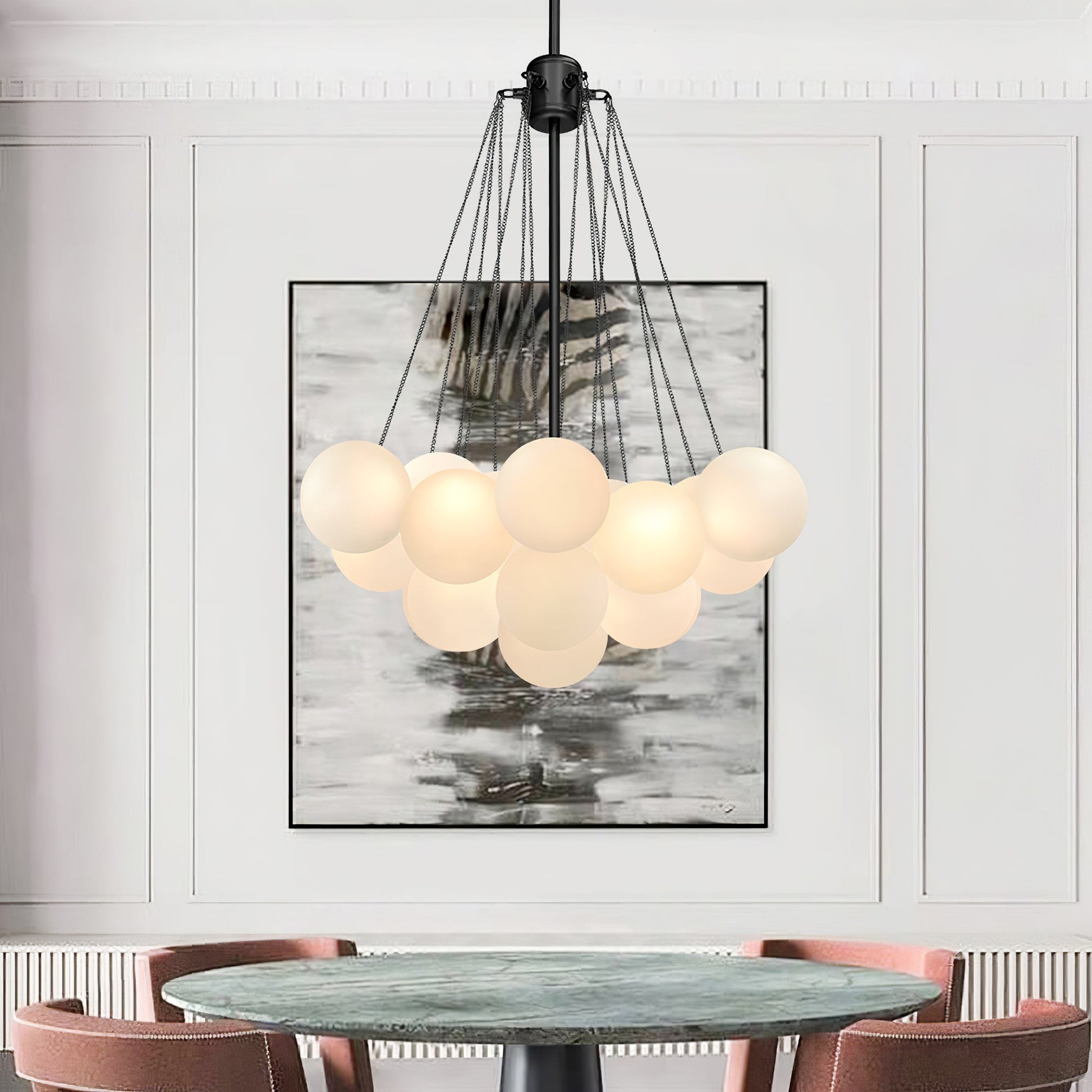 Lustra Chandelier Bubble Frosted Glass-Neutral Decor